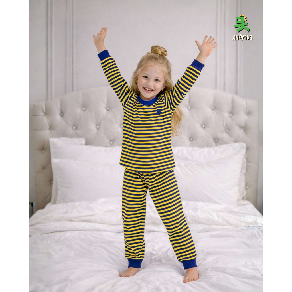Piyama Anak Stripe Cotton Combed 1-12 Tahun - piyama garis - baju tidur anak