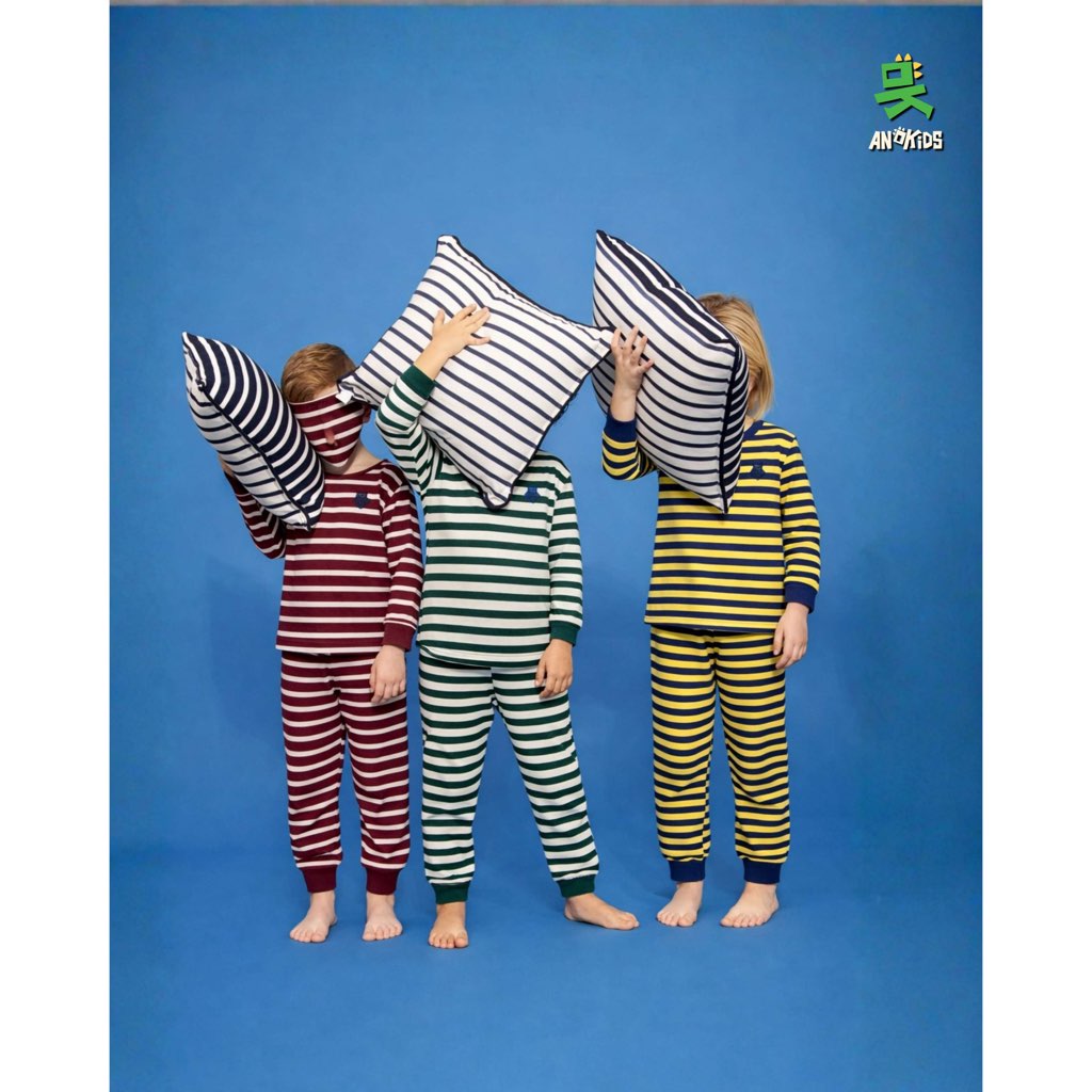 Piyama Anak Stripe Cotton Combed 1-12 Tahun - piyama garis - baju tidur anak