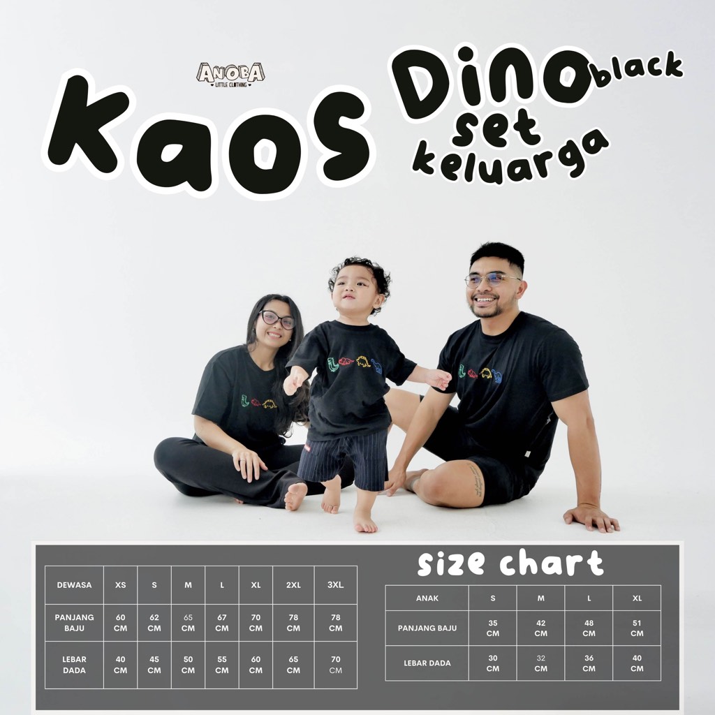 ANOBA KAOS DINO - Kaos Dino Anak & Dewasa - Kaos Couple - Kaos Kembaran