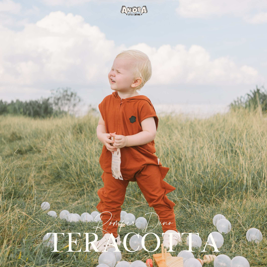 ROMPER DINO TERRACOTTA - Baju Dino Anak. Baju Anak. Baju Kaos Anak. Jumpsuit Anak.