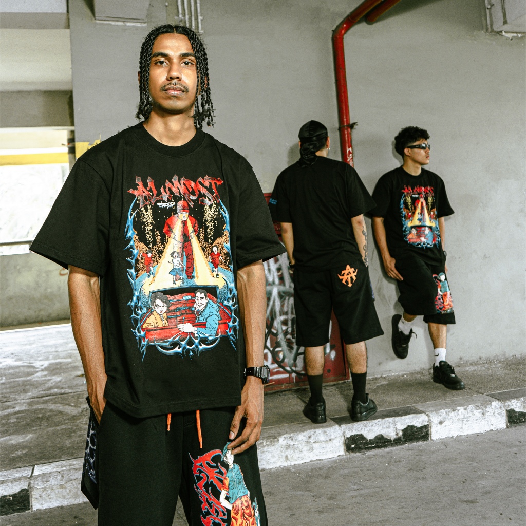 Almost Studio x 8TRO Soulpause Jorts Sweatpants - Celana Jorts 330GSM Black