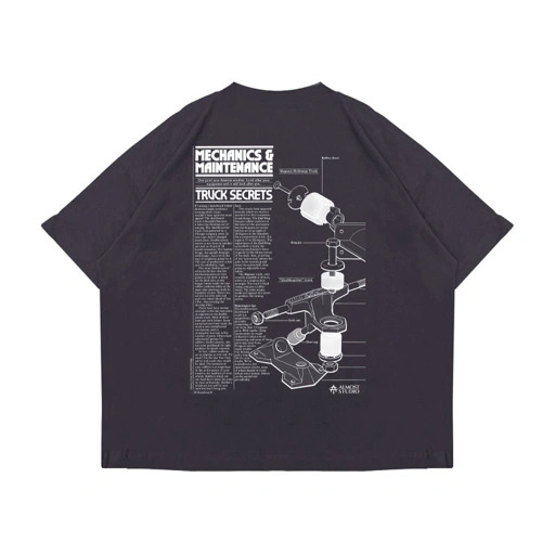 Almost Studio Mechanics T-Shirt Oversize Boxy Fit - Kaos Cotton Oversize Boxy 24s Black