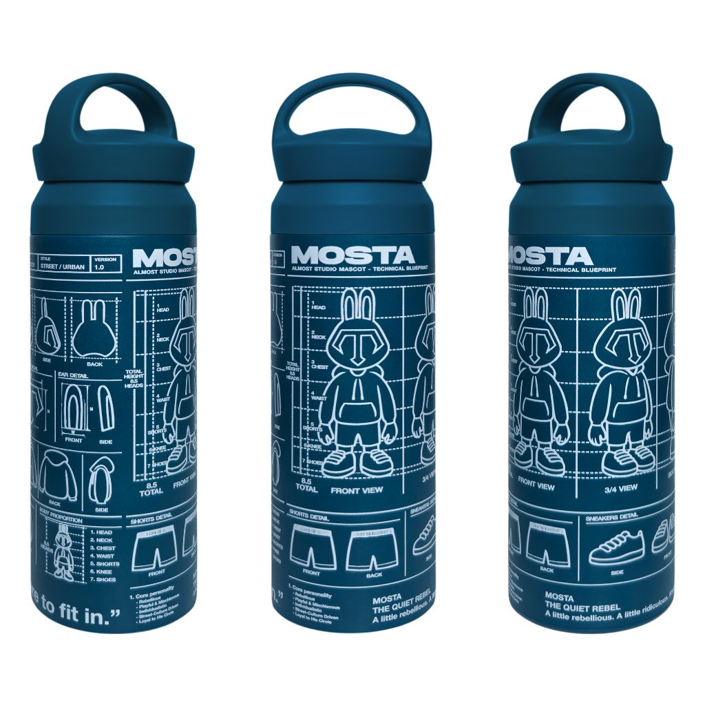 Almost Studio Blueprint Blue Thermos Cup Vacuum Insulated 500mL - Botol Tumbler Stainless Steel Tahan Panas dan Dingin