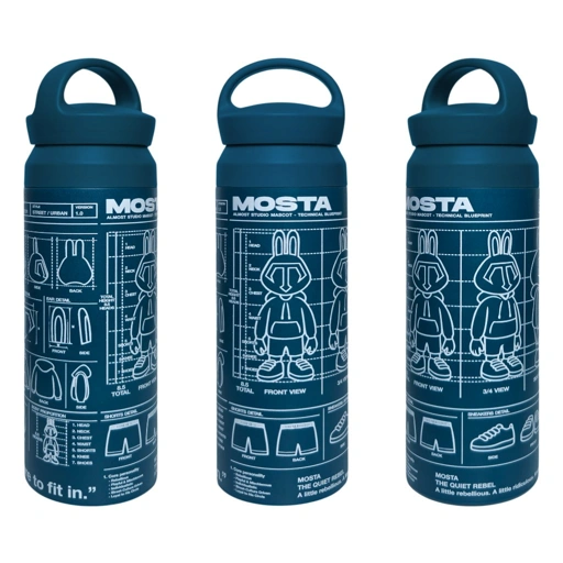 Almost Studio Blueprint Blue Thermos Cup Vacuum Insulated 500mL - Botol Tumbler Stainless Steel Tahan Panas dan Dingin
