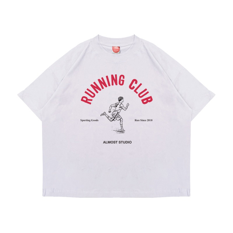 Almost Studio Running T-Shirt Oversize Boxy Fit - Kaos Cotton Oversize Boxy 24s Black