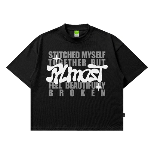 Image of Almost Studio Stitched T-Shirt Oversize Boxy Fit - Kaos Cotton Oversize Boxy 24s Black