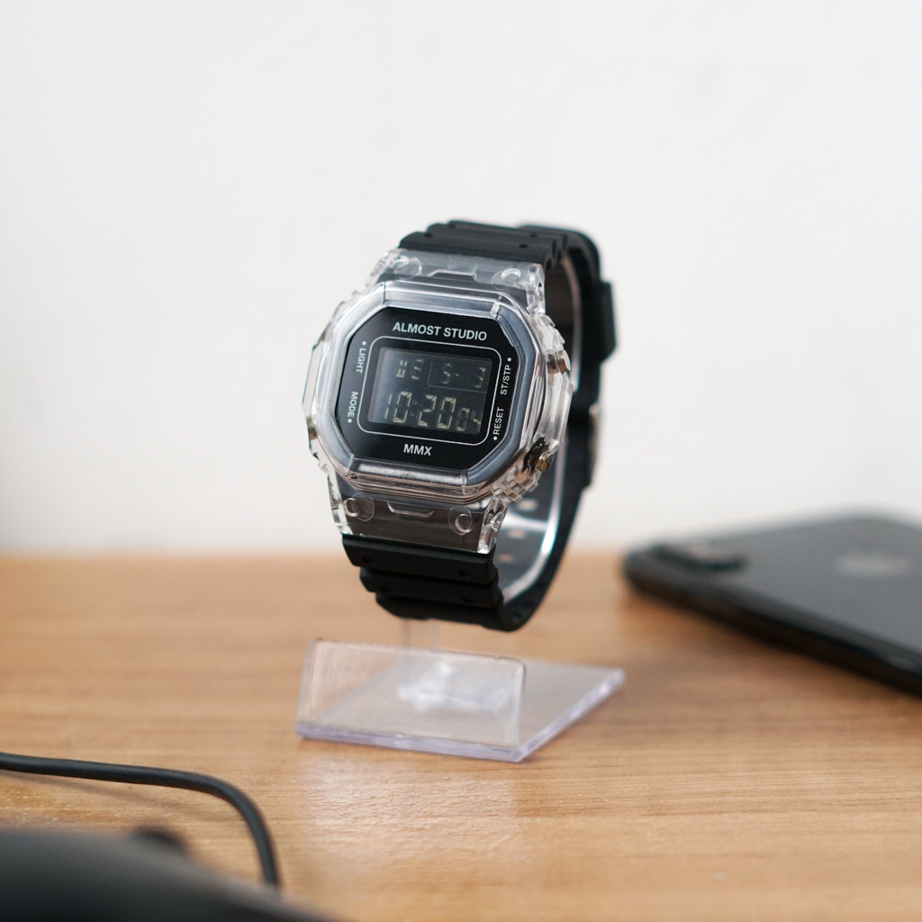 Almost Studio Icy Black Digital Watch Water Resistant - Jam Tangan Digital Tahan Air