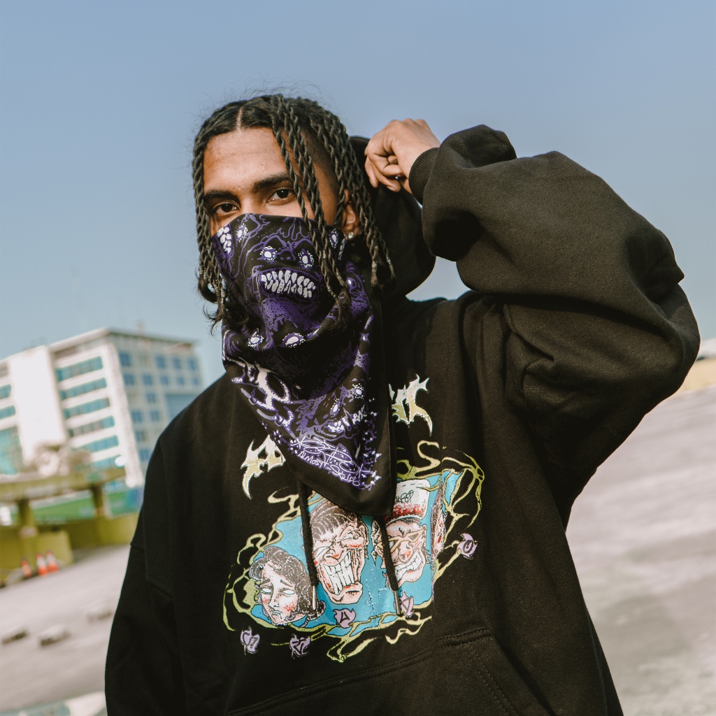 Almost Studio x 8TRO Trauma Beam Cotton Scarf - Bandana Slayer Katun Black