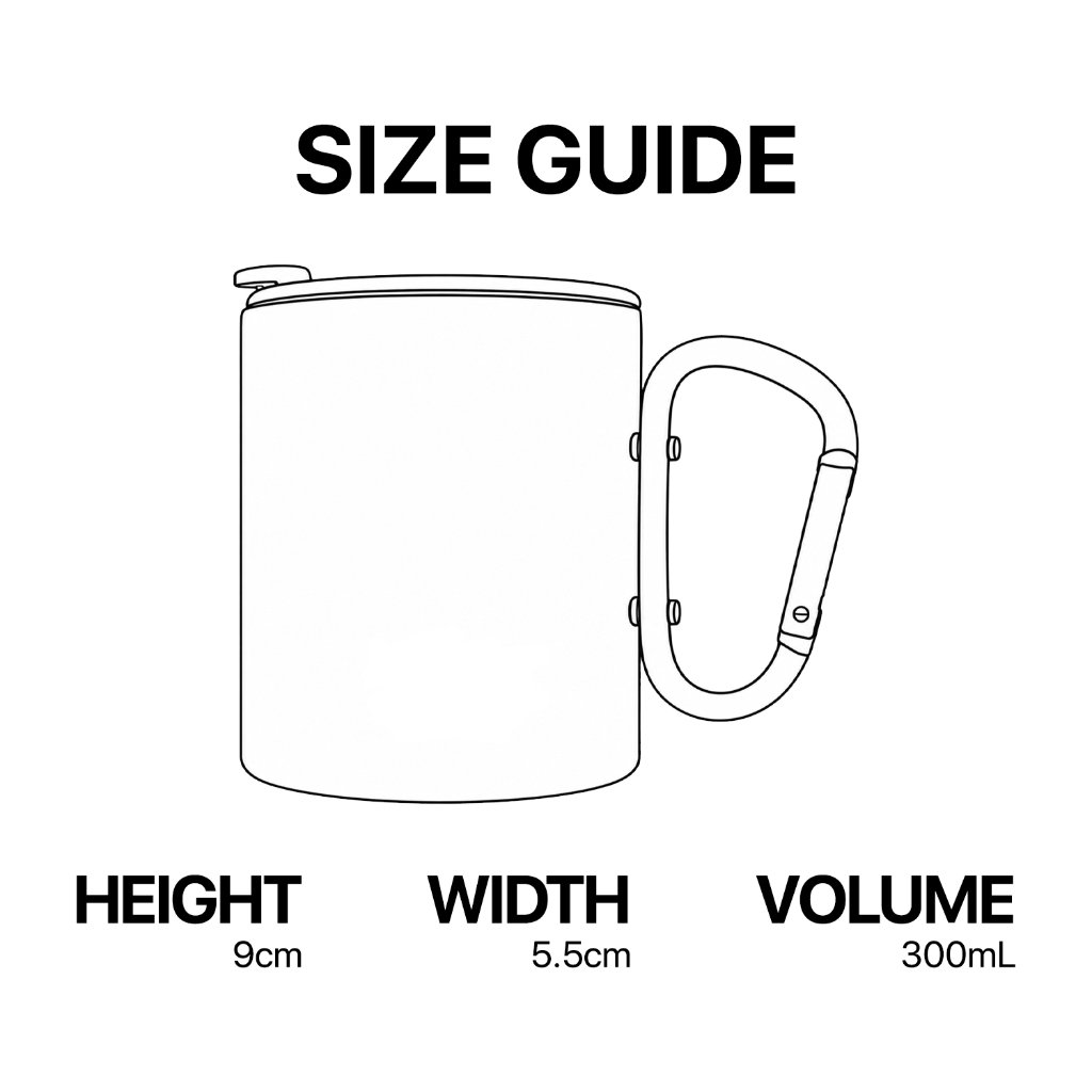 Almost Studio Hunt Thermos Carabiner Mug Vacuum Insulated 300mL - Mug Thermos Carabiner Stainless Steel Tahan Panas dan Dingin