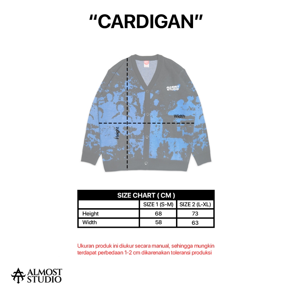 Almost Studio Resilience Knit Cardigan – Cardigan Rajut Oversize Unisex Blue Black
