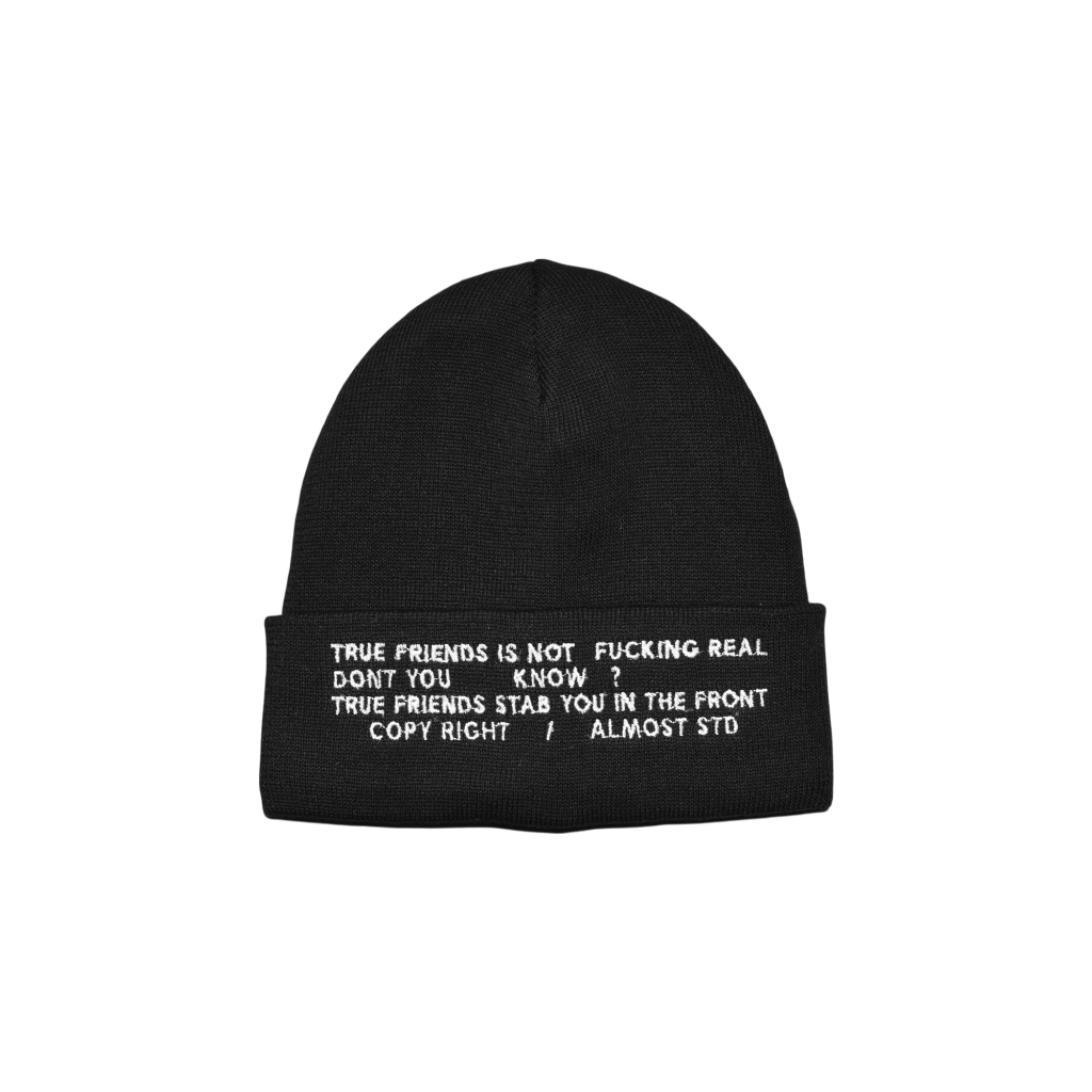 Almost Studio Veil Beanie - Topi Kupluk Rajut Hitam