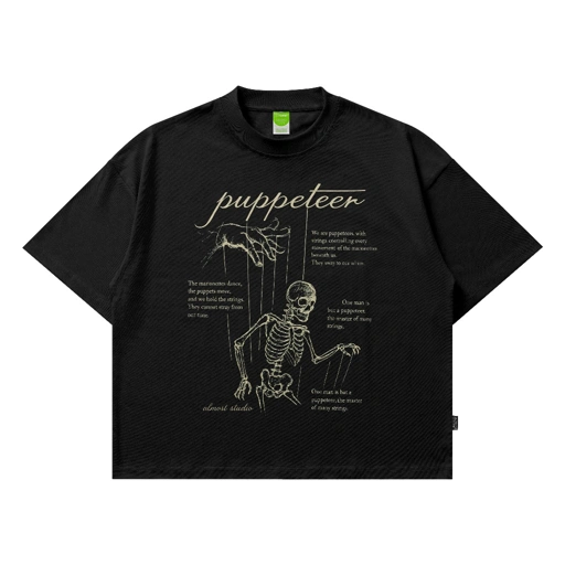 Image of Almost Studio Puppet T-Shirt Oversize Boxy Fit - Kaos Cotton Oversize Boxy 20s Black