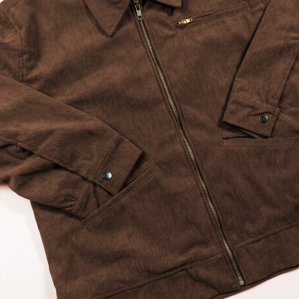 Almost Studio Synthesis Boxy Fit Work Jacket - Jaket Corduroy Brown