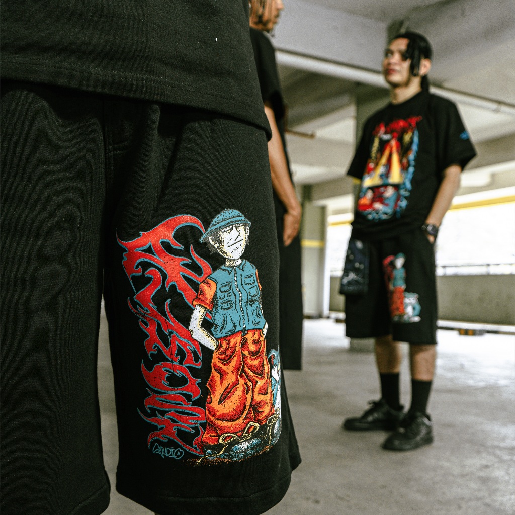 Almost Studio x 8TRO Soulpause Jorts Sweatpants - Celana Jorts 330GSM Black