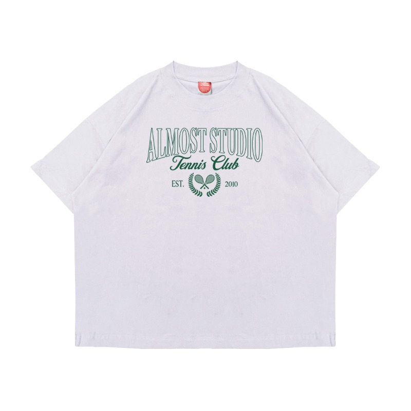 Almost Studio Tennis T-Shirt Oversize Boxy Fit - Kaos Cotton Oversize Boxy 24s Black