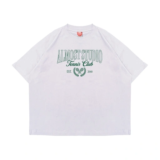 Almost Studio Tennis T-Shirt Oversize Boxy Fit - Kaos Cotton Oversize Boxy 24s Black