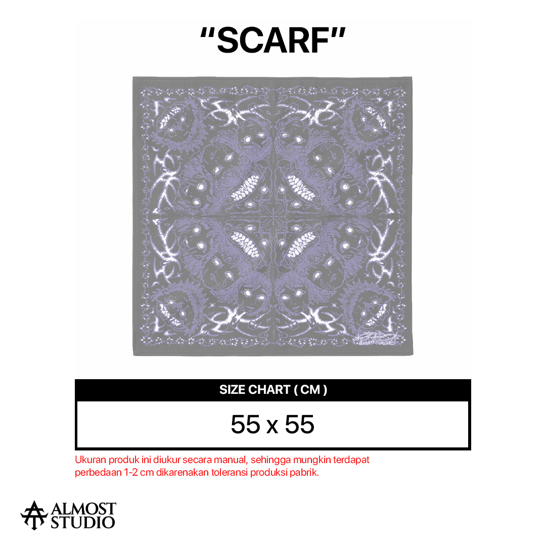 Almost Studio x 8TRO Trauma Beam Cotton Scarf - Bandana Slayer Katun Black