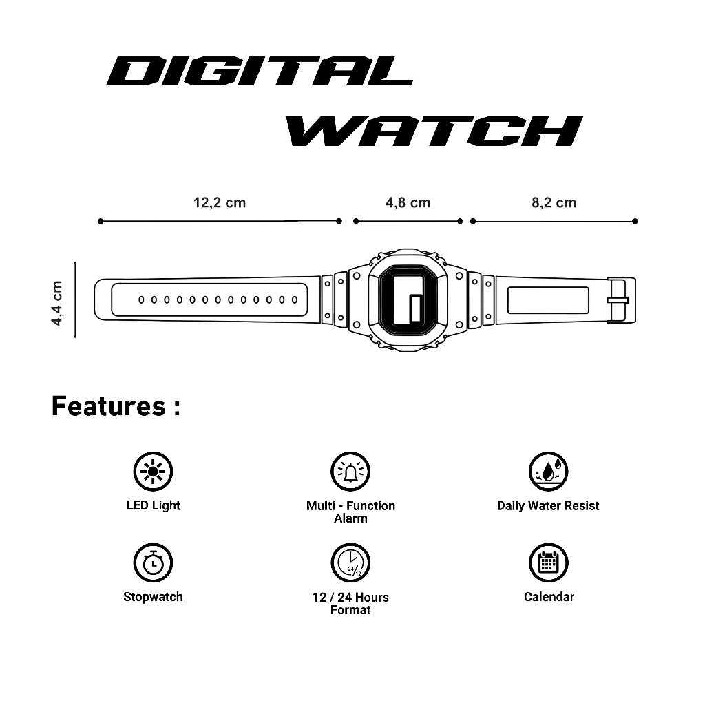 Almost Studio Hazel Cloudy Series Digital Watch Water Resistant - Jam Tangan Digital Tahan Air