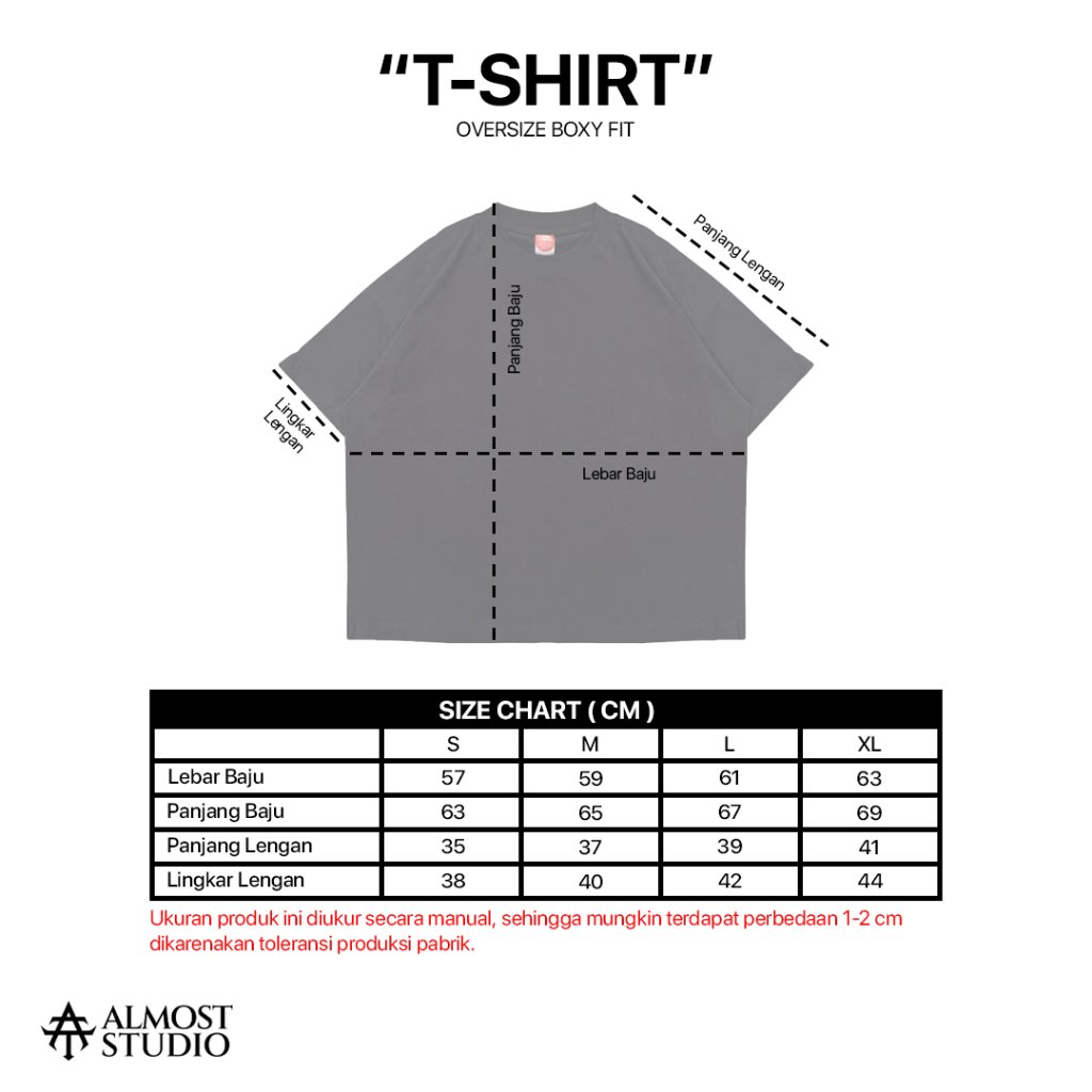 Almost Studio Persuasion T-Shirt Oversize Boxy Fit - Kaos Cotton Oversize Boxy 20s Black