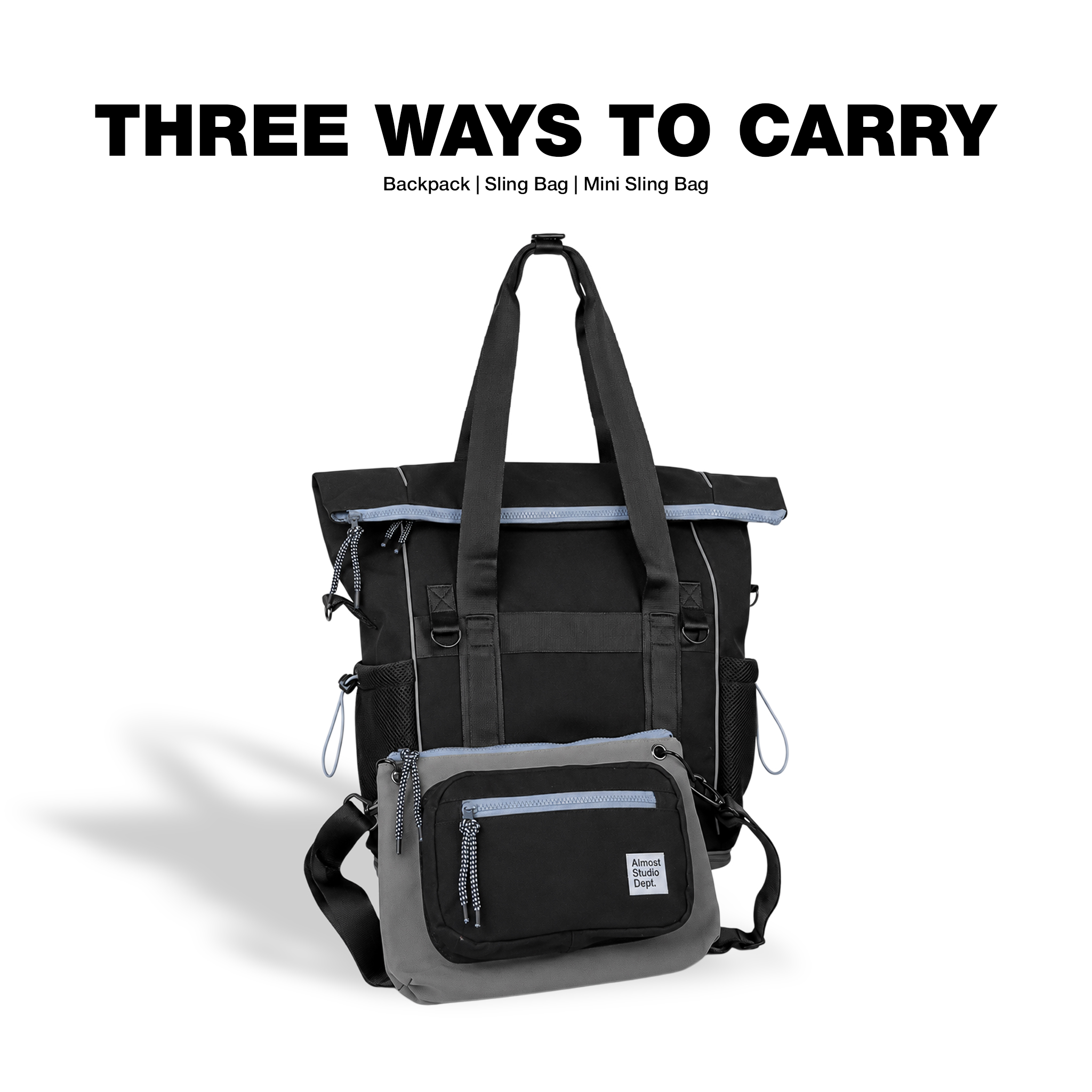 Almost Studio Metamorph Modular Backpack 3 IN 1 - Tas Ransel Sling Bag Water Repellent