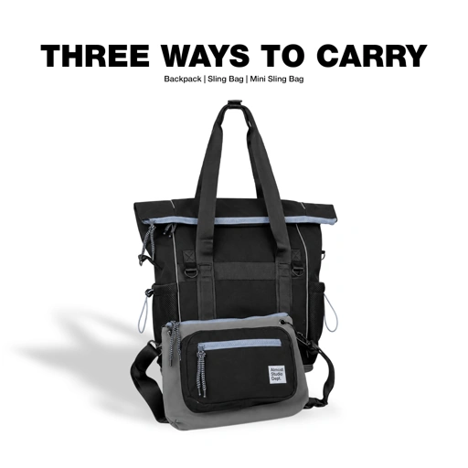 Almost Studio Metamorph Modular Backpack 3 IN 1 - Tas Ransel Sling Bag Water Repellent