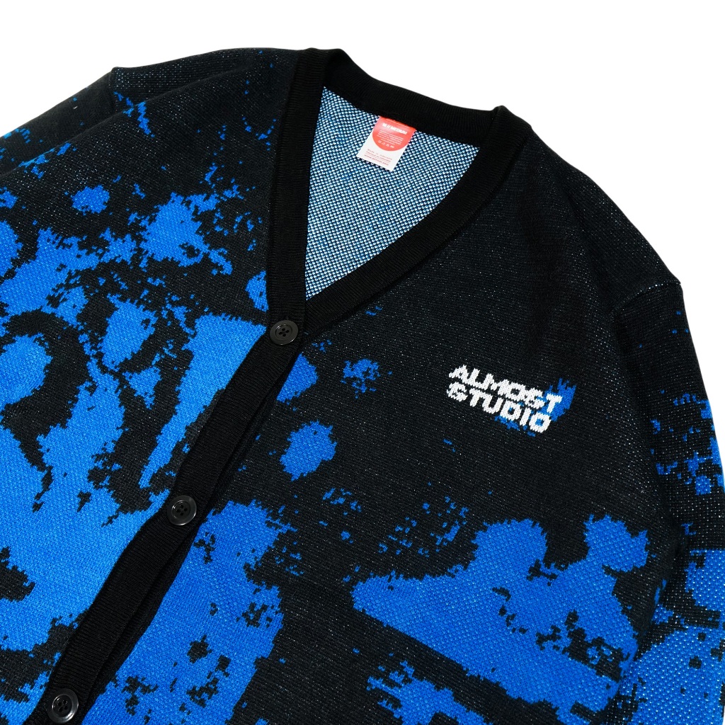 Almost Studio Resilience Knit Cardigan – Cardigan Rajut Oversize Unisex Blue Black