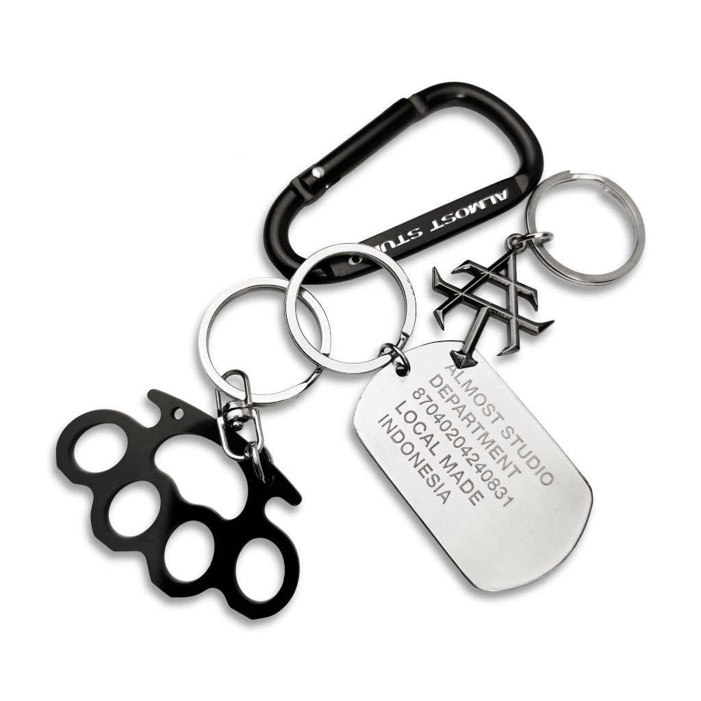 Almost Studio Trident Keychain Set – Bag Charm Gantungan Kunci  Dog Tag