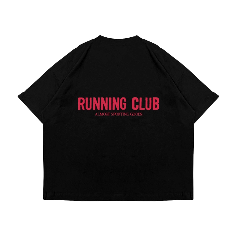 Almost Studio Running T-Shirt Oversize Boxy Fit - Kaos Cotton Oversize Boxy 24s Black