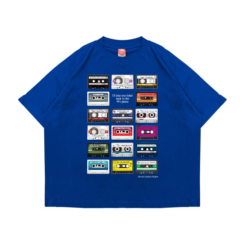 Almost Studio Playlist T-Shirt Oversize Boxy Fit - Kaos Cotton Oversize Boxy 24s Black