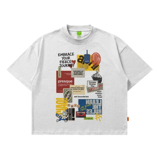 Almost Studio Embrace T-Shirt Oversize Boxy Fit - Kaos Cotton Oversize Boxy 20s White