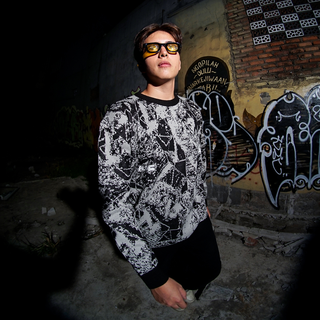 Almost Studio Revival Knit Crewneck – Sweater Rajut Oversize Unisex Casual Grey Black