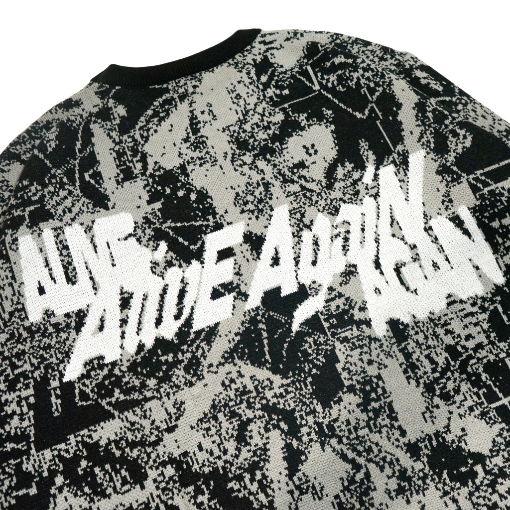 Almost Studio Revival Knit Crewneck – Sweater Rajut Oversize Unisex Casual Grey Black