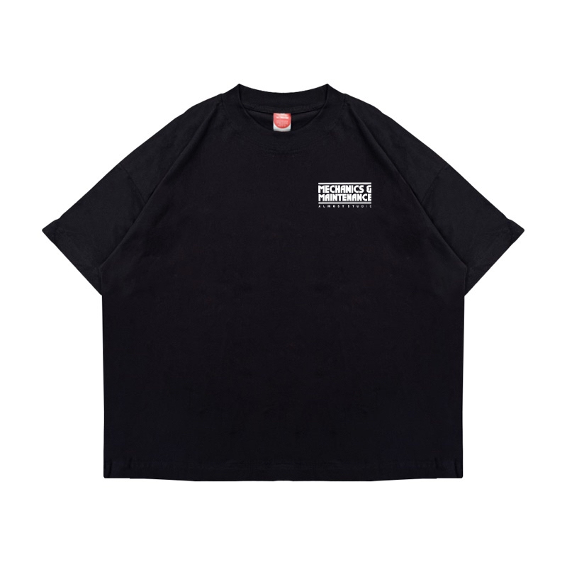 Almost Studio Mechanics T-Shirt Oversize Boxy Fit - Kaos Cotton Oversize Boxy 24s Black