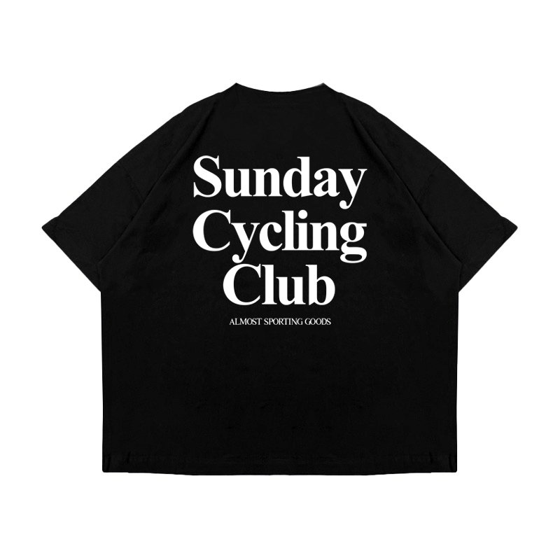 Almost Studio Cycling T-Shirt Oversize Boxy Fit - Kaos Cotton Oversize Boxy 24s Black