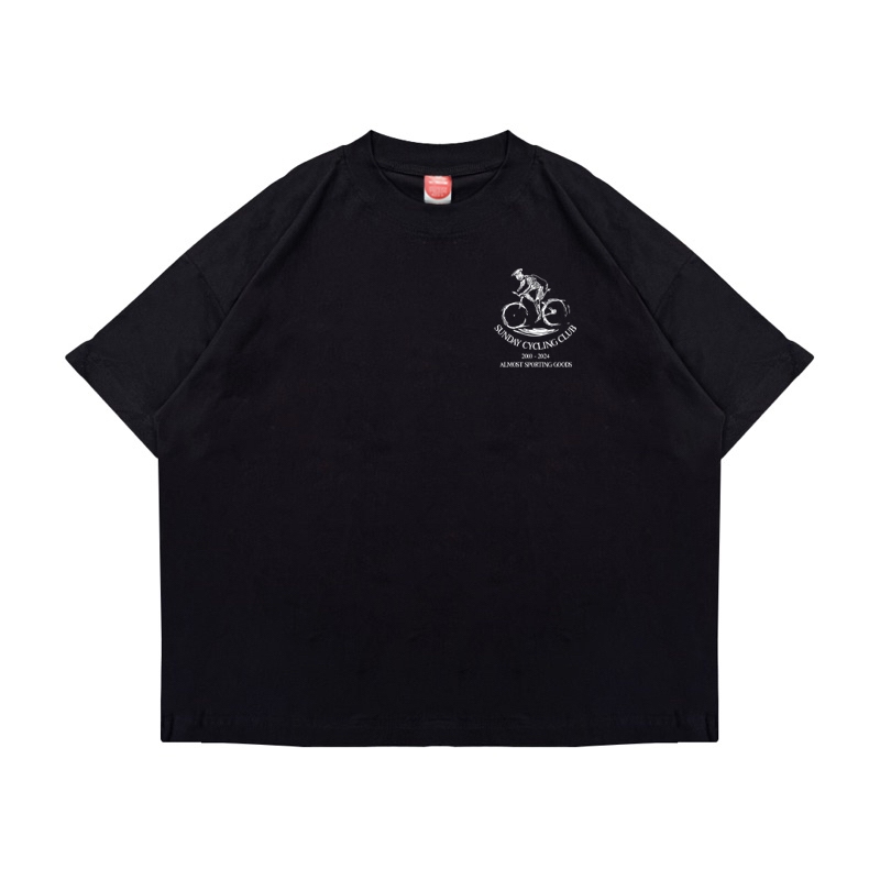 Almost Studio Cycling T-Shirt Oversize Boxy Fit - Kaos Cotton Oversize Boxy 24s Black