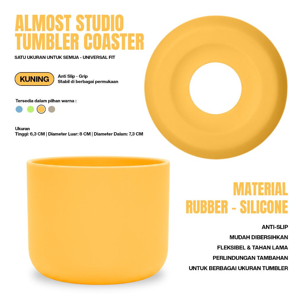 Almost Studio Tumbler Coaster Anti Slip Silicone Rubber
