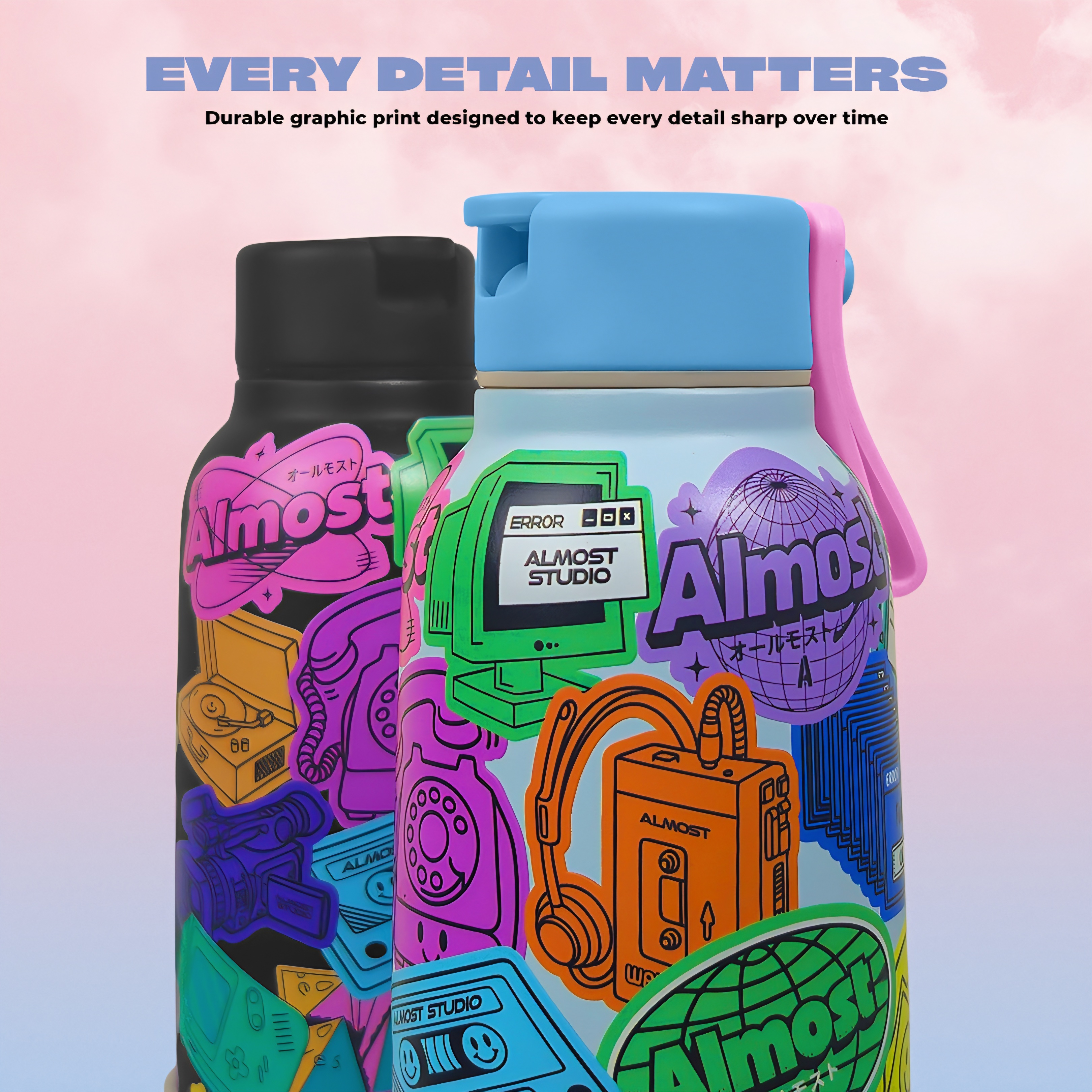 Almost Studio Reboot Black Thermos Cup Vacuum Insulated 650mL - Botol Tumbler Stainless Steel Tahan Panas dan Dingin