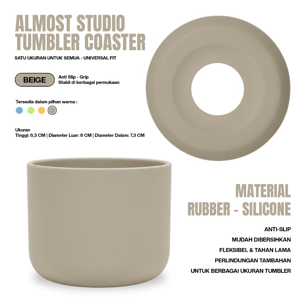 Almost Studio Tumbler Coaster Anti Slip Silicone Rubber