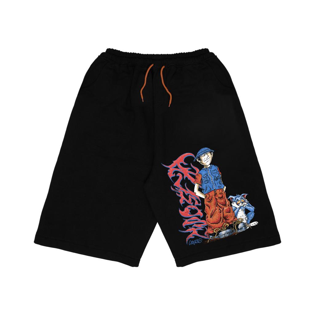 Almost Studio x 8TRO Soulpause Jorts Sweatpants - Celana Jorts 330GSM Black