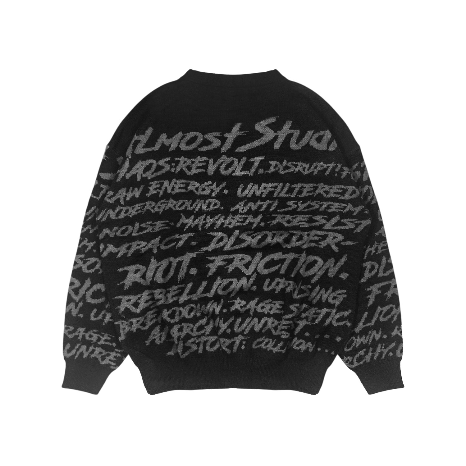 Almost Studio Anarchy Grey Knit Crewneck – Sweater Rajut Oversize Unisex Casual
