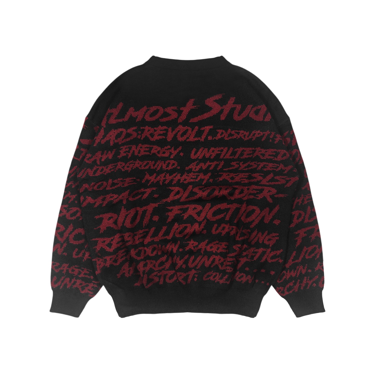 Almost Studio Anarchy Red Knit Crewneck – Sweater Rajut Oversize Unisex Casual