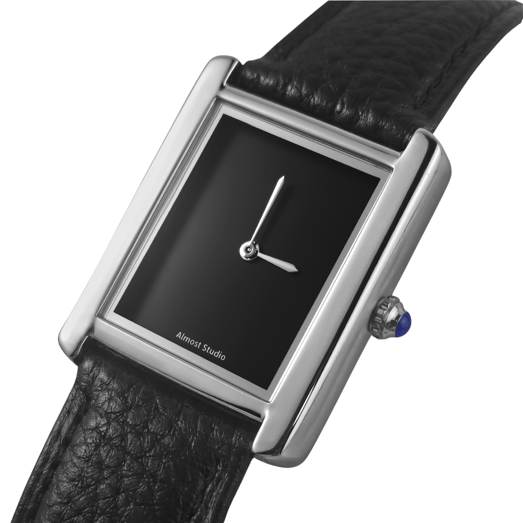 Almost Studio Noire Dial Watch - Jam Tangan Analog Stainless Steel Water Resistant