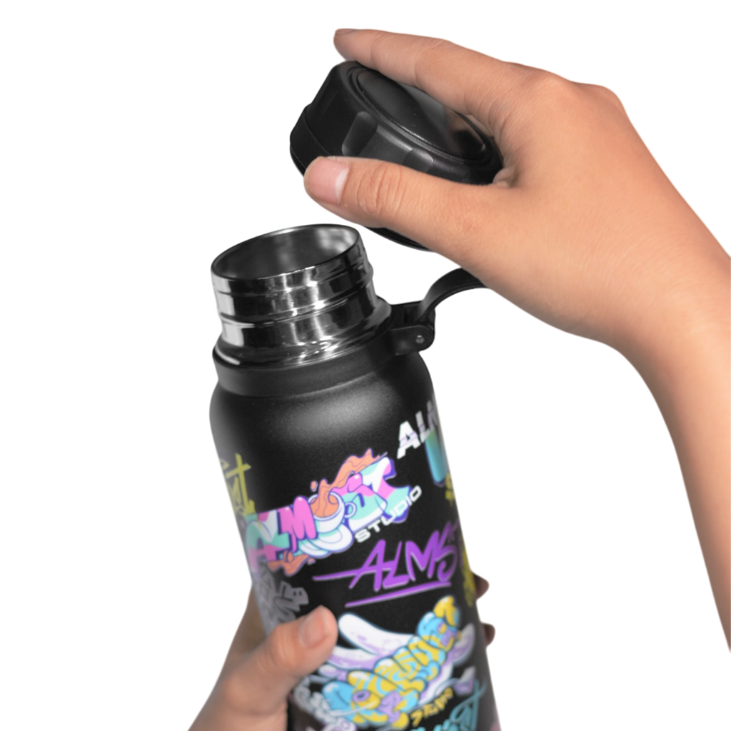 Almost Studio Vessel Black Thermos Cup Vacuum Insulated 800mL - Botol Tumbler Stainless Steel Tahan Panas dan Dingin