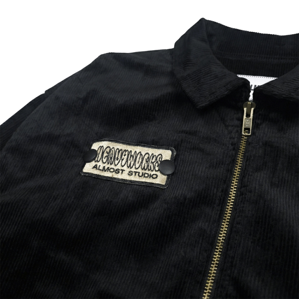 Almost Studio Sandbar Boxy Fit Work Jacket - Jaket Corduroy Bordir Patch Black