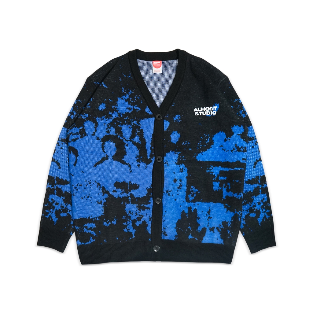 Almost Studio Resilience Knit Cardigan – Cardigan Rajut Oversize Unisex Blue Black