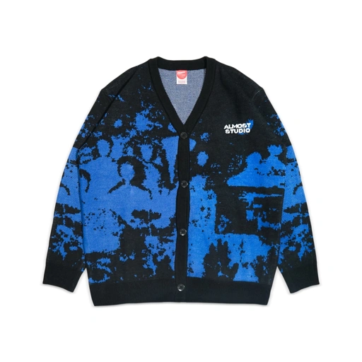 Almost Studio Resilience Knit Cardigan – Cardigan Rajut Oversize Unisex Blue Black
