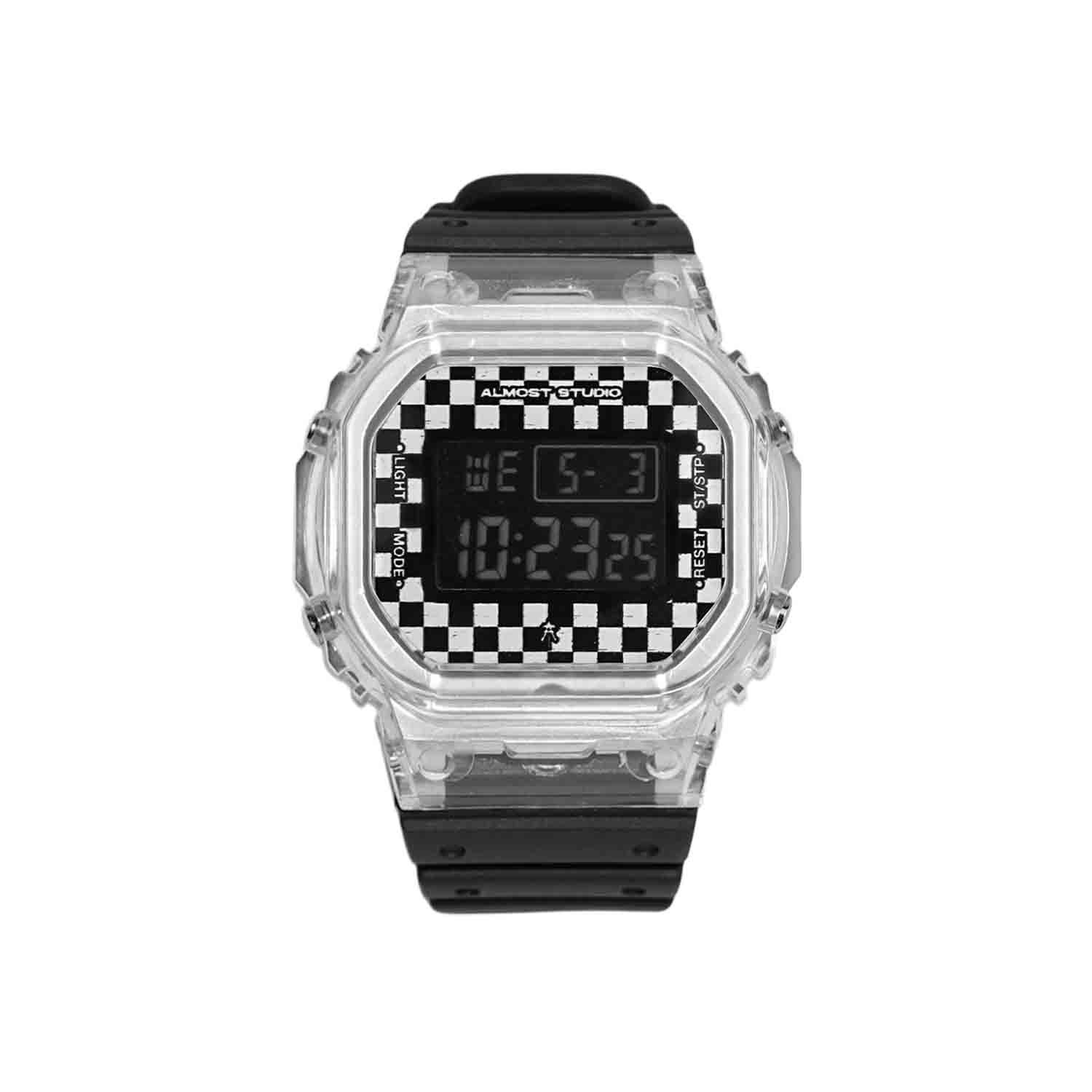 Almost Studio Checkfade Black Digital Watch Water Resistant - Jam Tangan Digital Tahan Air