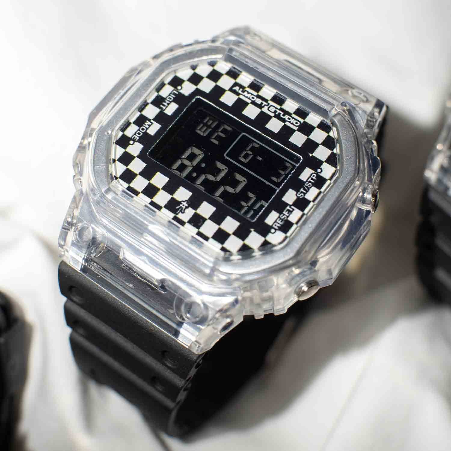 Almost Studio Checkfade Black Digital Watch Water Resistant - Jam Tangan Digital Tahan Air