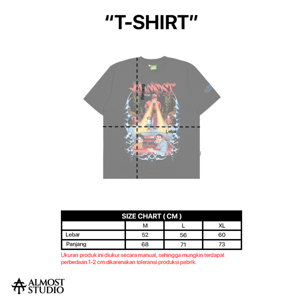 Almost Studio x 8TRO Parentcore Oversized T-Shirt - Kaos Cotton Heavyweight 16s Black