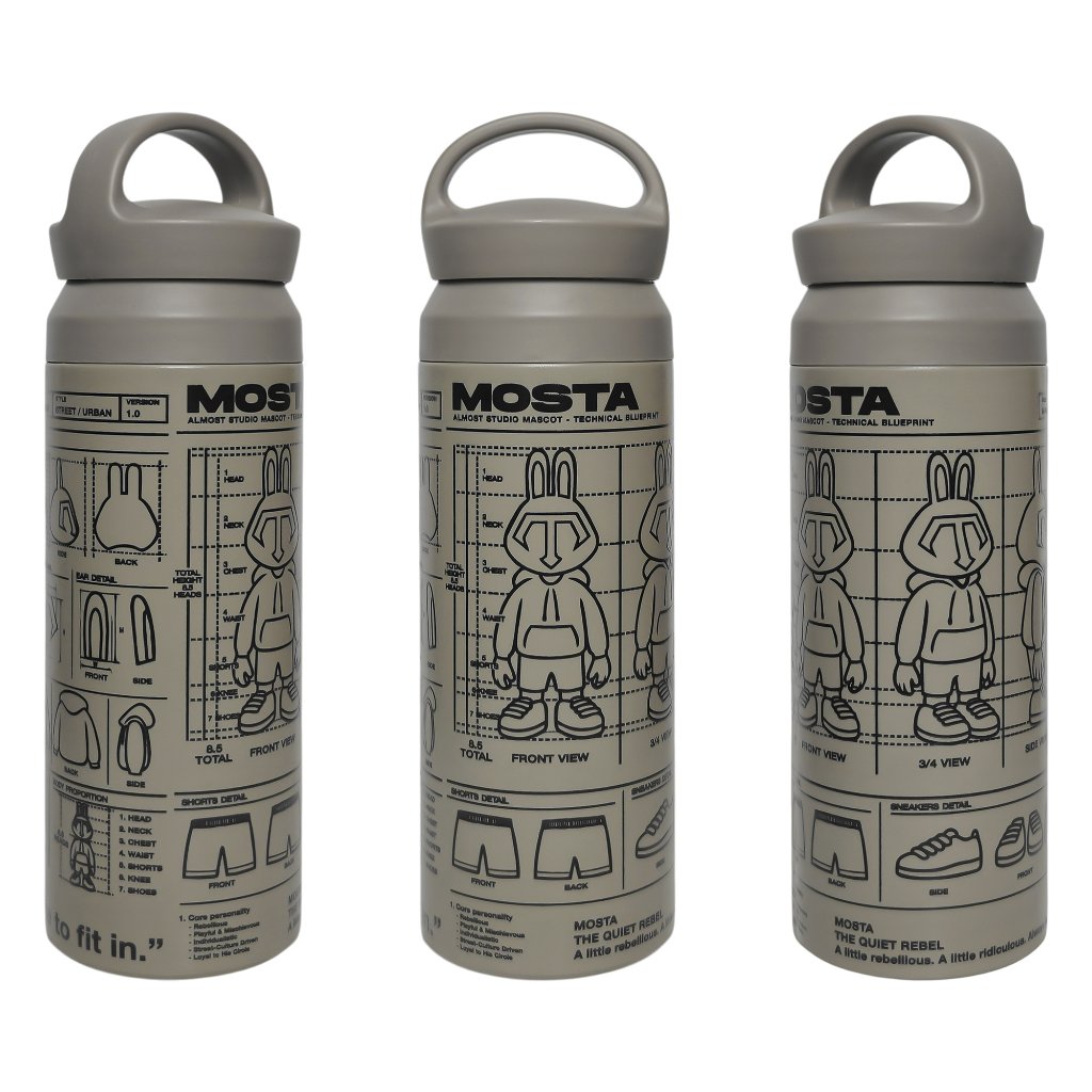Almost Studio Blueprint Grey Thermos Cup Vacuum Insulated 500mL - Botol Tumbler Stainless Steel Tahan Panas dan Dingin